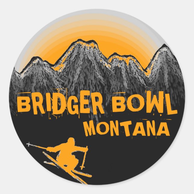 Bridger Bowl Montana oranges autocollants (Devant)