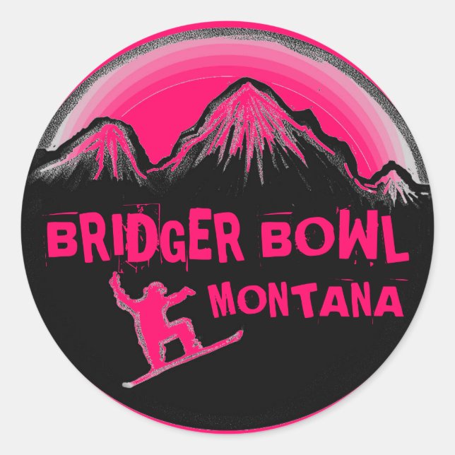 Bridger Bowl Montana stickers snowboard rose (Devant)