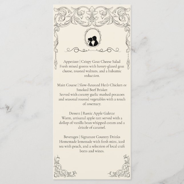 Bridgerton Inspired Regency Society Wedding Menu (Devant)