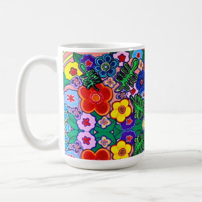 Bright Abstrait Flower Art café Mug (Gauche)