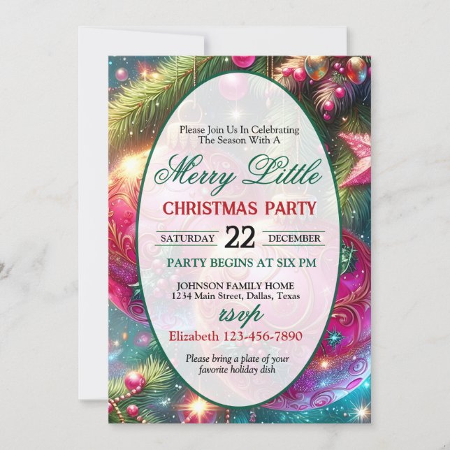Bright and Colorful Christmas Party Invitation (Devant)