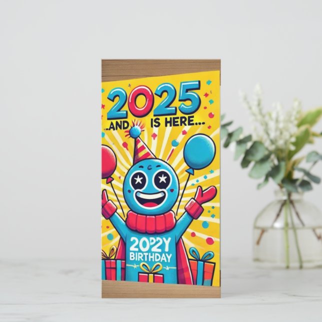 "Bright and Joyful 2025 Birthday Card - Celebrate (Debout devant)