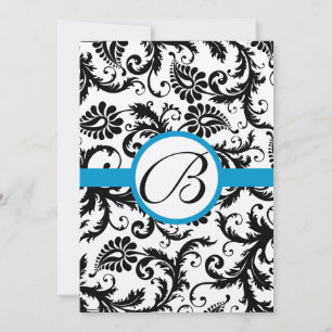 Bright Aqua Damask Faire-part de mariage 5 x 7