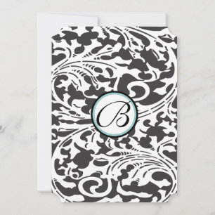 Bright Aqua Damask Leaf Faire-part de mariage