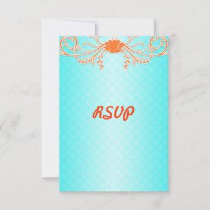 Bright Aqua et Tangerine Orange Wedding RSVP
