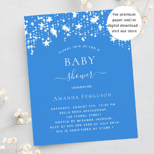Bright blue star garçon baby shower invitation bud