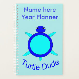 Bright Blue Turtle Dud Planner Personnalisé