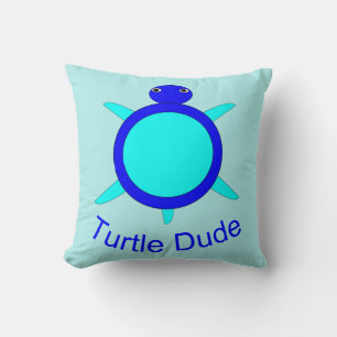 Bright Blue Turtle Dude Coussin