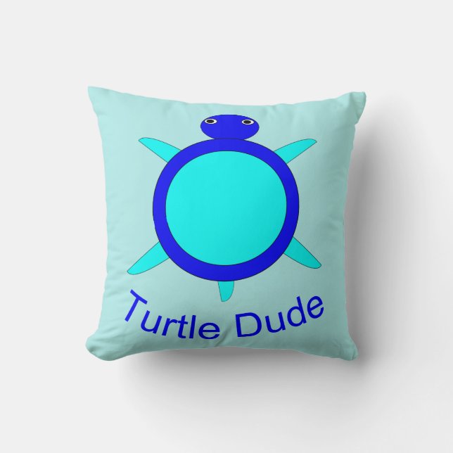 Bright Blue Turtle Dude Coussin (Recto)