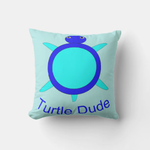 Bright Blue Turtle Dude Coussin extérieur