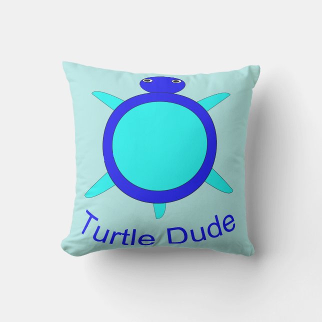 Bright Blue Turtle Dude Coussin extérieur (Recto)