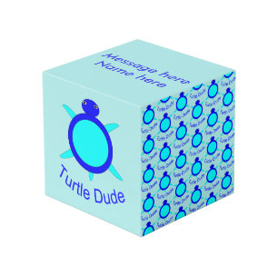 Bright Blue Turtle Dude Photo Cube personnalisée