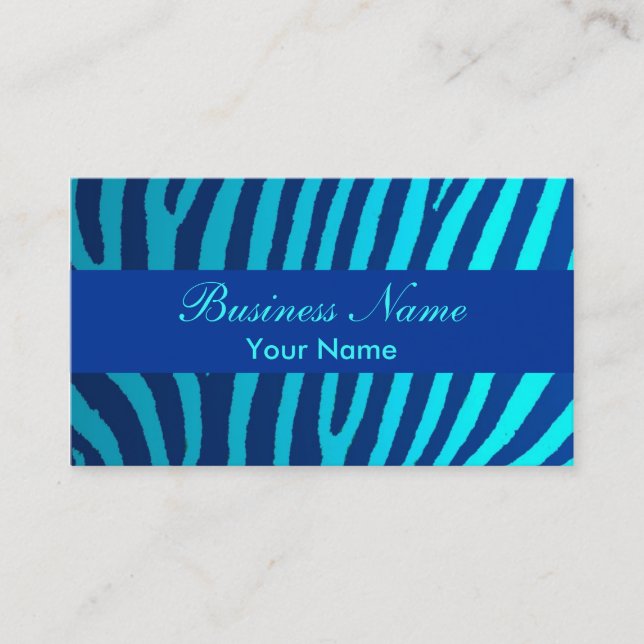 Bright blue zebra rayures cartes de visite personn (Devant)