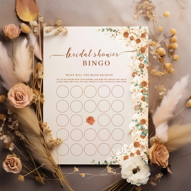 Bright Bold Boho Bride Bingo | Roses en terre cuit (Créateur téléchargé)