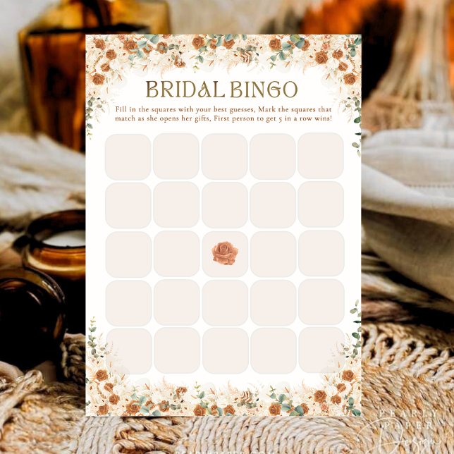Bright Bold Floral Boho Fête des mariées Bingo Jeu (Créateur téléchargé)