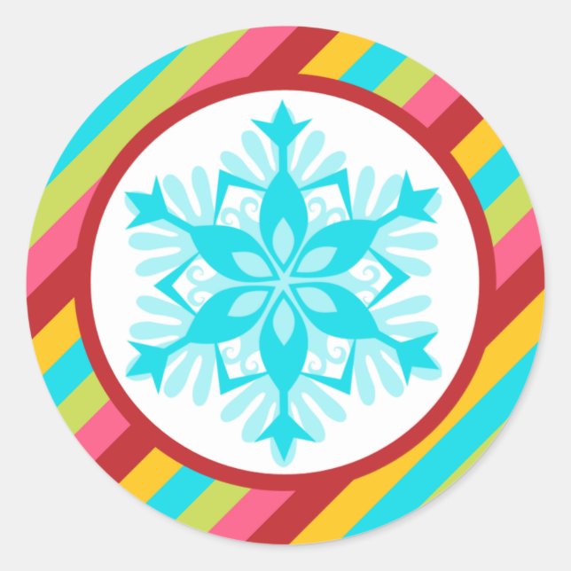 Bright Candy Snowflake Stickers de vacances (Devant)