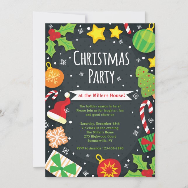 Bright Christmas Party Invitation (Devant)