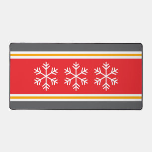 Bright Christmas Red Grey White Stripes Snowflics