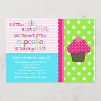 Bright Cupcake 1er anniversaire Invitation à la fê