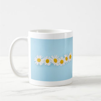 Bright Daisy Row on Sky Blue Mug