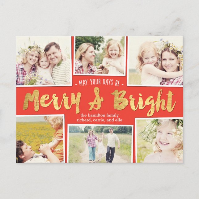 Bright Days Editable Color Collage Carte de vacanc (Devant)