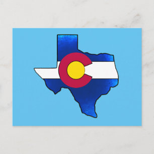 Bright drapeau du Colorado Texas forme carte posta