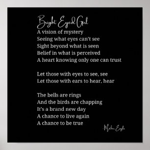 Bright Eyed Girl Inspirational Poem Mur décoration