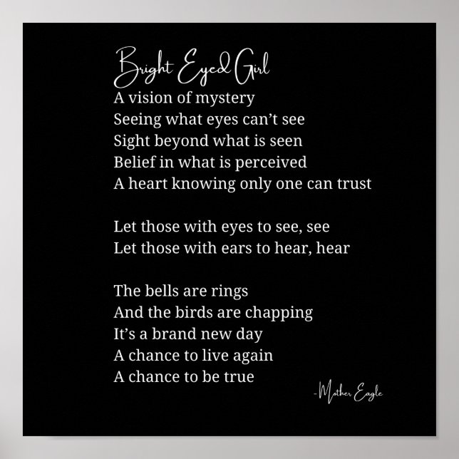 Bright Eyed Girl Inspirational Poem Mur décoration (Devant)