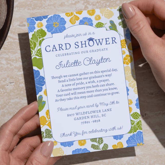 Bright Floral Graduation Card Shower Invitation (Créateur téléchargé)