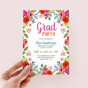 Bright Floral Graduation Party Invitation
