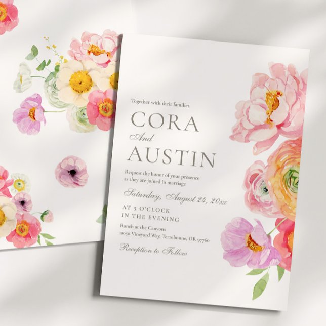 Bright Floral Photo Wedding Invitation (Créateur téléchargé)