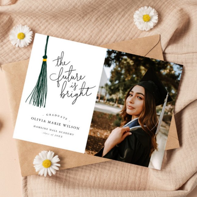 Bright Future Green Tassel Graduation Faire-part (Créateur téléchargé)