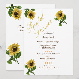Bright Gold Sunflowers Invitations de douche nupti