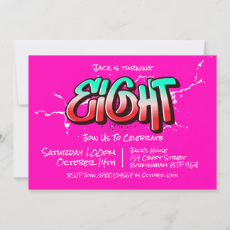 Bright Graffiti Huit Invitation
