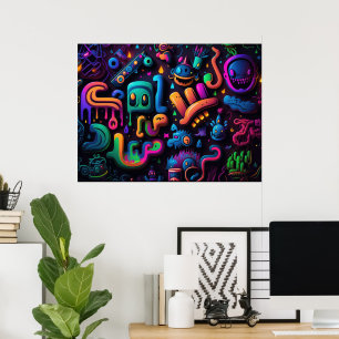 Bright Graffiti Imprimer Poster Artiste Peinture m