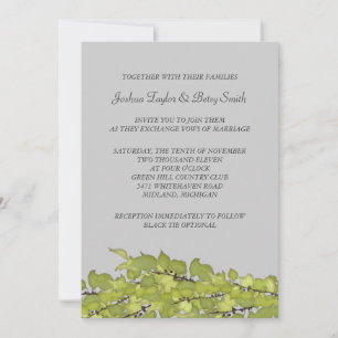 Bright Green Feuilles mariage Invitations