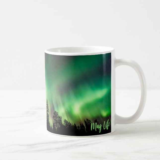 Bright Green Northern Lights Photo Mug (Droite)