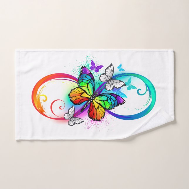 Bright infinity with rainbow butterfly (Serviette à main)