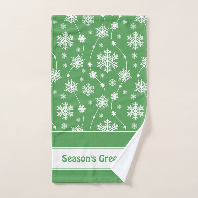 Bright Kelly Green Winter White Snowflake Motif (Serviette à main)