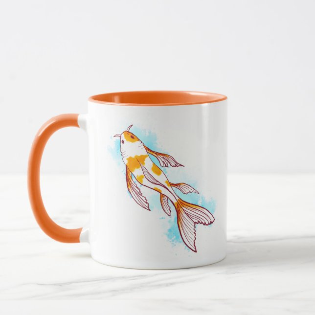 Bright Koi Fish Illustration Mug (Gauche)