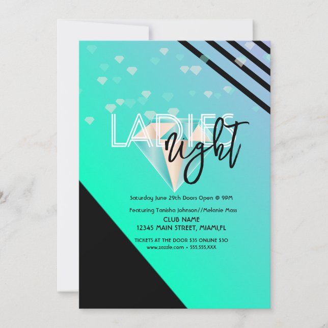 Bright Ladies Night Club Bar Flyer Invitation (Devant)