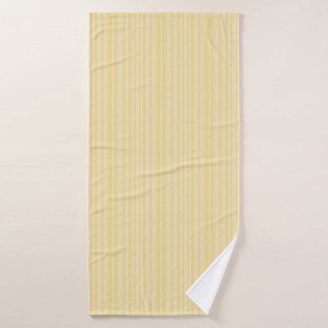 Bright moderne jaune et blanc bonbon rayé (Serviette de bain)