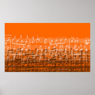 Bright orange désordre musique notes poster