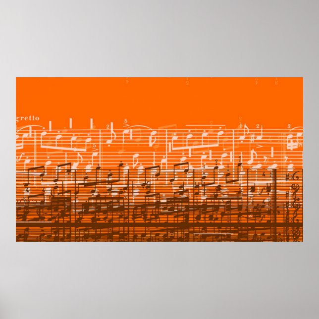 Bright orange désordre musique notes poster (Devant)