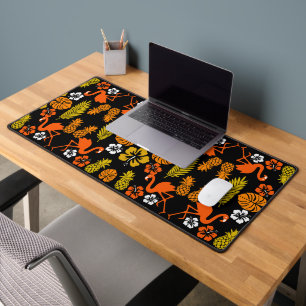 Bright Orange Floral Tropical Motif