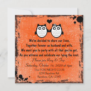Bright orange grunge owk punk invitations mariage