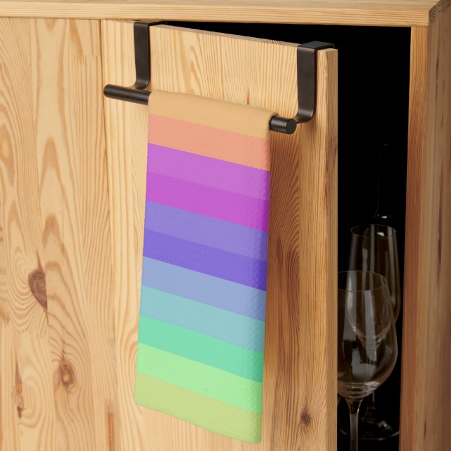Bright Pastel Rainbow Stripe Serviettes de cuisine (Pliage en tiers)
