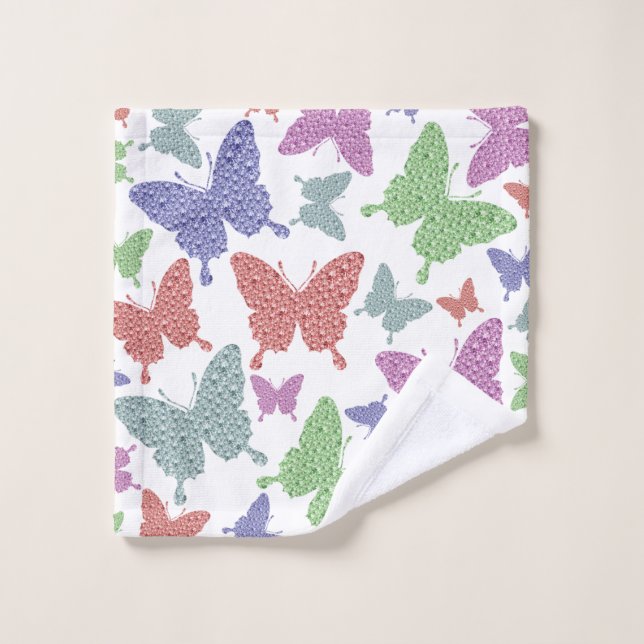 Bright Pastels Papillons saisonniers Laver le ling (Gant de toilette)