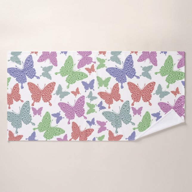 Bright Pastels Papillons saisonniers Serviette de  (Serviette de bain)