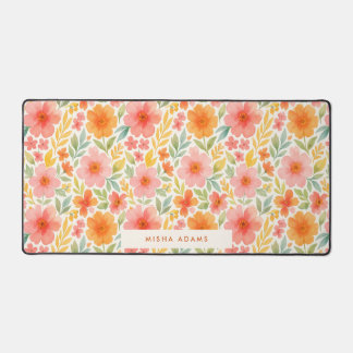 Bright Pattern Pink Orange Watercolor Floral 
